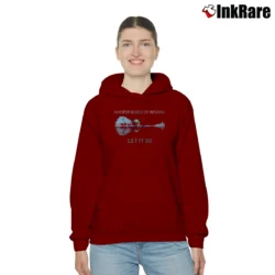 Women’s Let It Be Guitar Lake Shadow Hippie Cozy Hoodie in maroon | Warm, Structured, Stylish