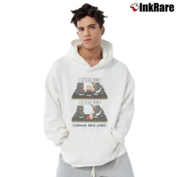 Men’s Let's Eat Bob Commas Save Lives Pullover Hoodie in white | Cozy, Durable, Modern Fit