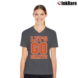Women’s Let's Go Giants New York Giants V-Neck Tee in charcoal | Chic Neckline, Soft Texture