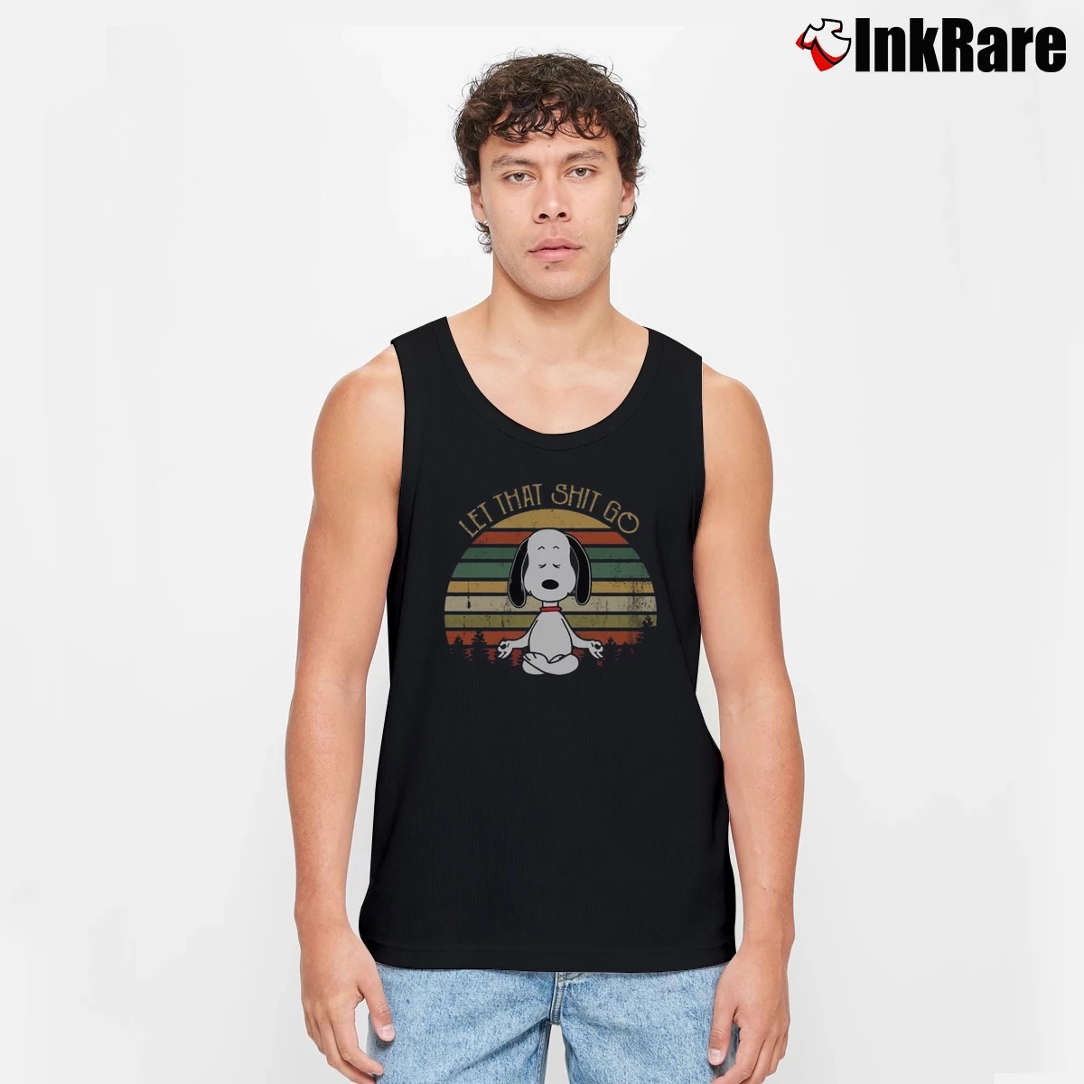 Let That Shit Go Snoopy Yoga Men’s Performance Tank in black – Lightweight Comfort Men’s Let That Shit Go Snoopy Yoga Tank Top in black | Breathable, Active-Friendly Design