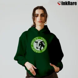 Women’s Letterkenny Dicky Thomson Dairy Cozy Hoodie in forest green | Warm, Structured, Stylish