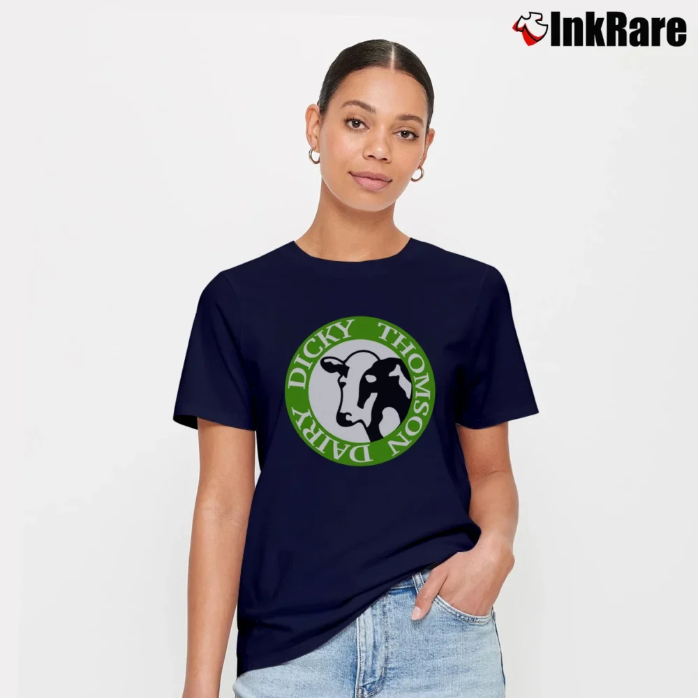 Women’s Letterkenny Dicky Thomson Dairy Signature T-Shirt in navy | Soft, Flattering Fit