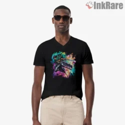 Levi Ackerman Cosmic Slash Shirt on black v-neck shirt for men graphic tee
