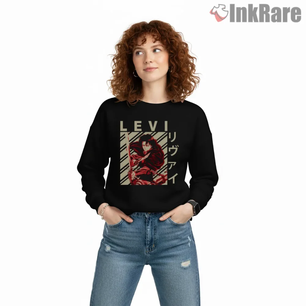 Levi Ackerman Crimson Battle Stance Shirt on graphic shirt for women graphic tee