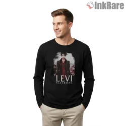 Levi Ackerman Dramatic Portrait Anime Shirt on black long sleeve shirt for men graphic tee