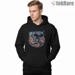 Levi Ackerman Dust Burst Strike Shirt on black hoodie for men graphic tee