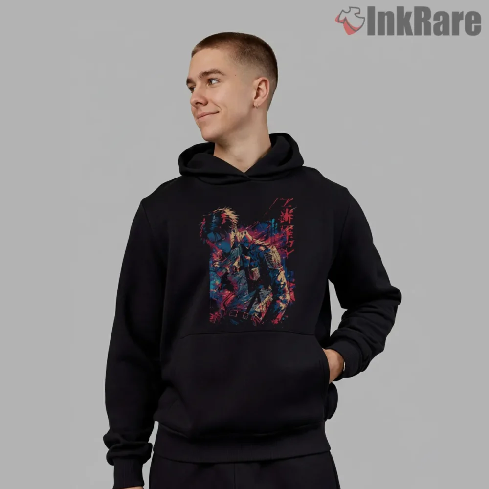 Levi Ackerman Glitch City Soldier Shirt on black hoodie for men graphic tee
