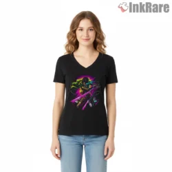Levi Ackerman Graffiti Strike Attack On Titan Shirt on black v-neck shirt for women graphic tee
