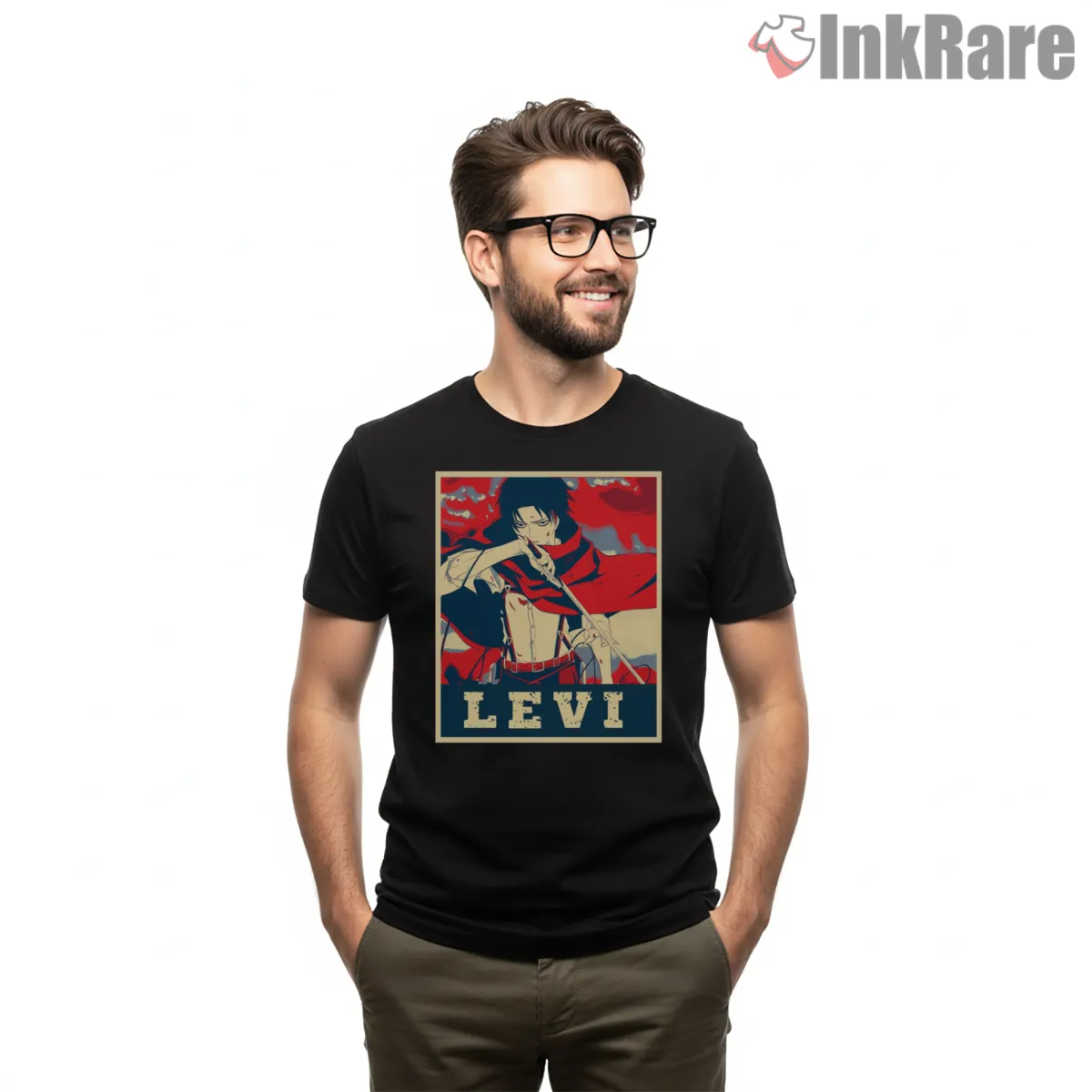 Levi Ackerman Hope Propaganda Style Shirt on black short sleeve shirt for men graphic tee