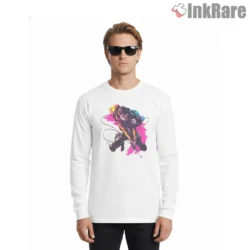 Levi Ackerman Neon Slash Action Shirt on white long sleeve shirt for men graphic tee