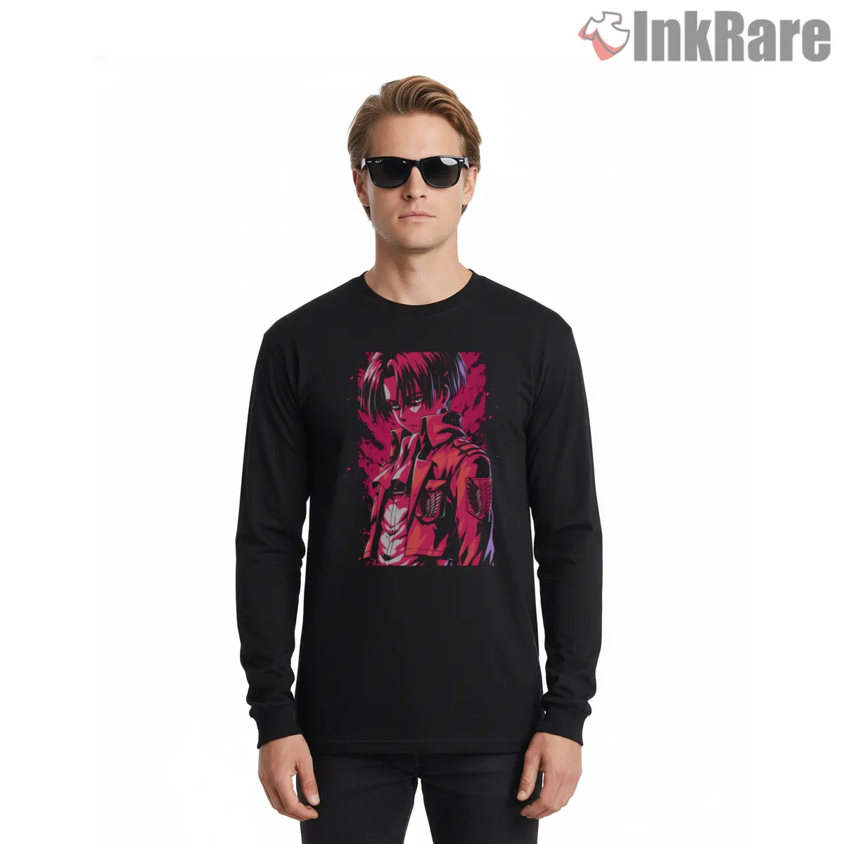 Levi Ackerman Neon Street Slayer Shirt on black long sleeve shirt for men graphic tee