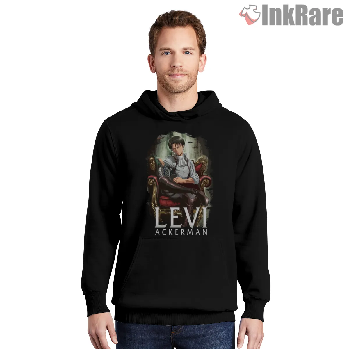 Levi Ackerman Noble Library Portrait Shirt on black hoodie for men graphic tee