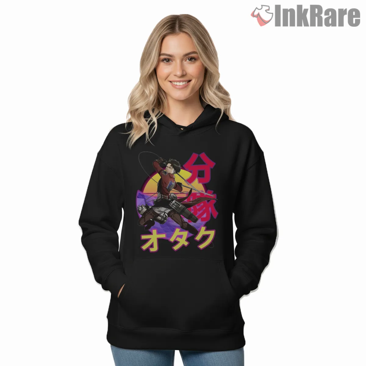 Levi Ackerman Otaku Sunset Flight Hoodie Black Levi Ackerman Otaku Sunset Flight Shirt on black hoodie for women graphic tee