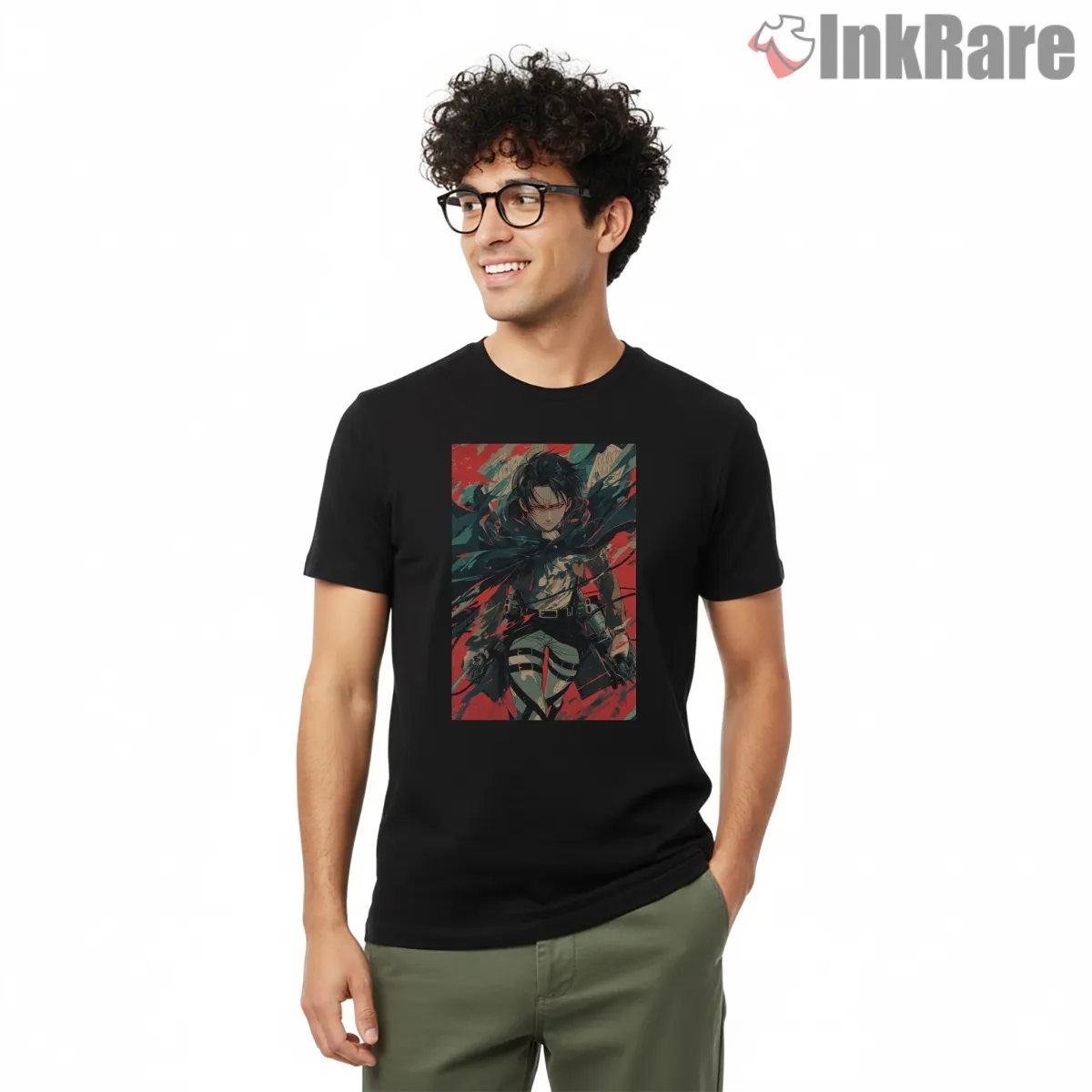 Levi Ackerman Titan Slayer Boss Mode Shirt on black short sleeve shirt for men graphic tee