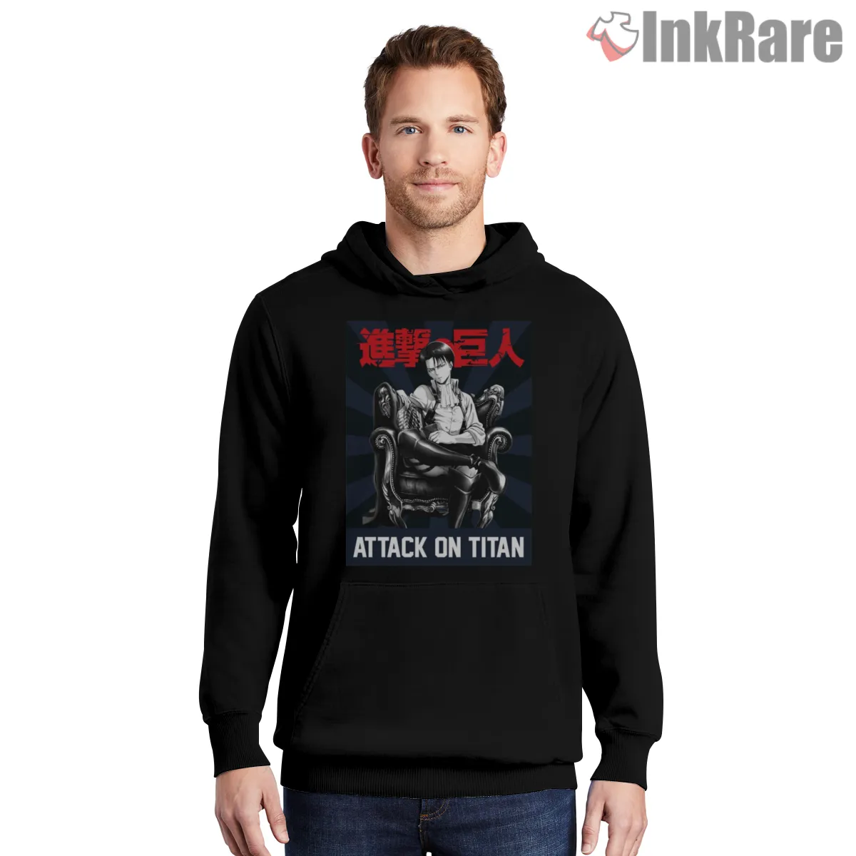 Levi Ackerman Velvet Throne Portrait Shirt on black hoodie for men graphic tee