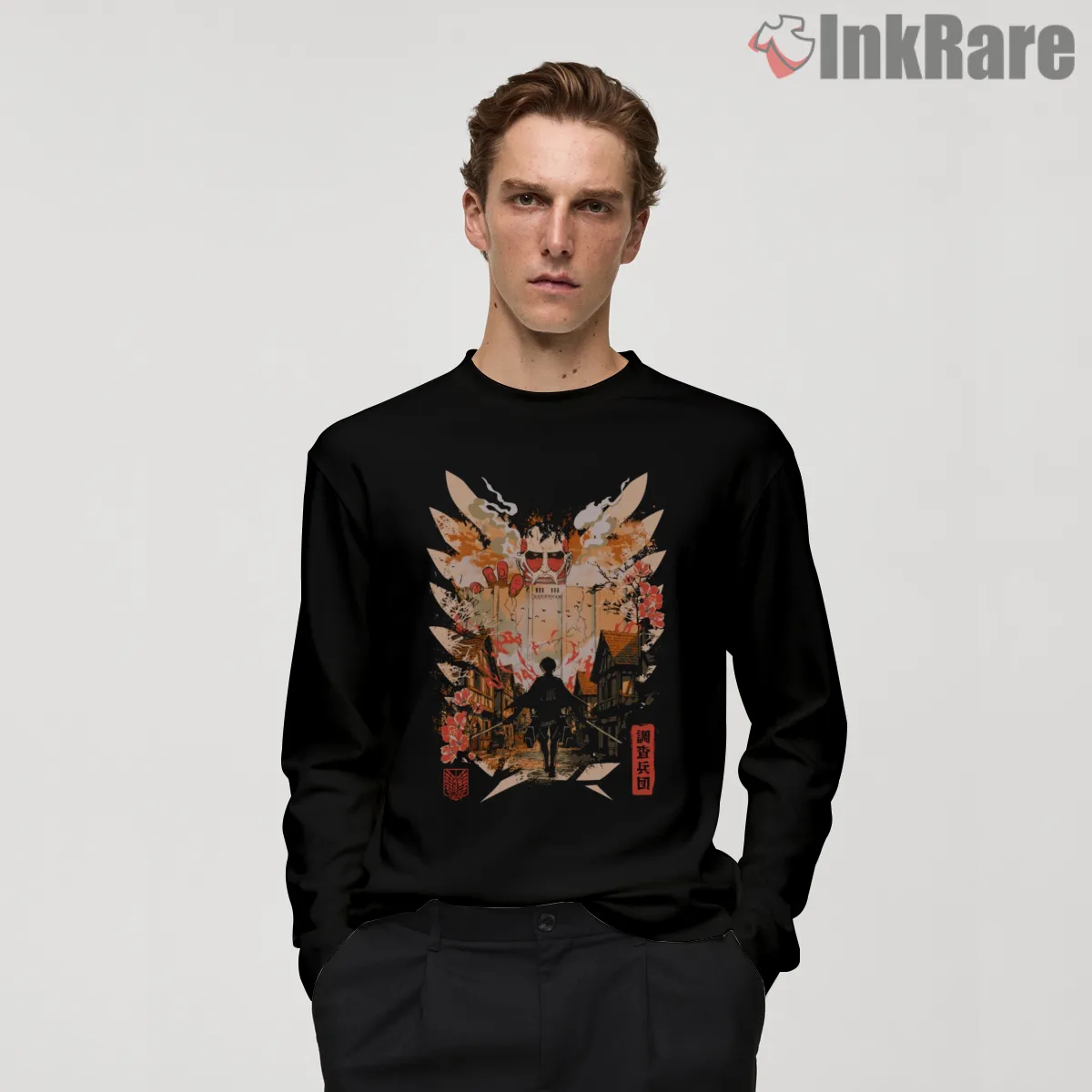 Levi Titans At War Battlefield Shirt on black long sleeve shirt for men graphic tee