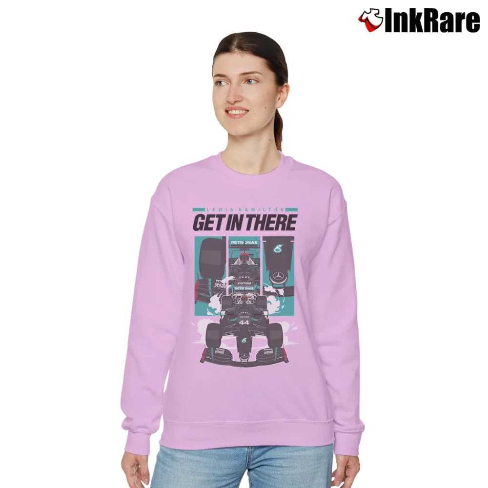 Women’s lewis hamilton get in there for Formula 1 Supporters Relaxed Sweatshirt in light pink | Soft, Laid-Back Vibe