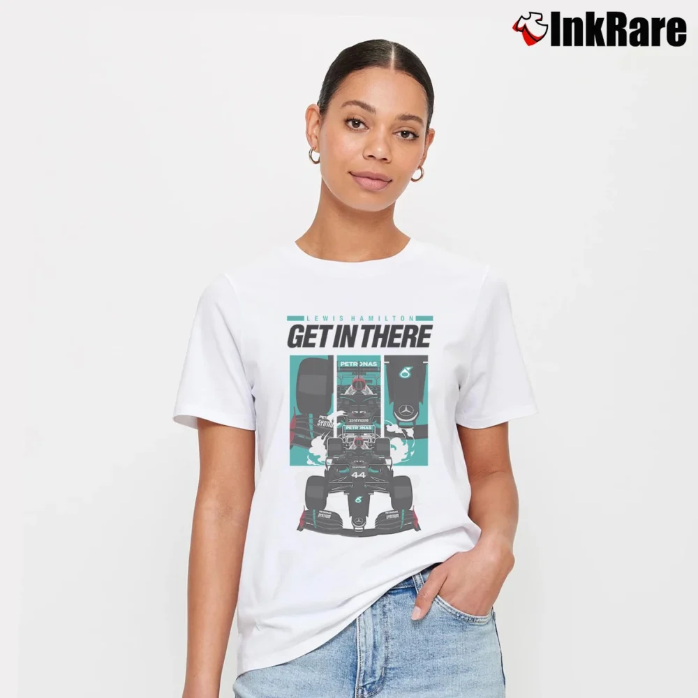 Women’s lewis hamilton get in there for Formula 1 Supporters Signature T-Shirt in white | Soft, Flattering Fit