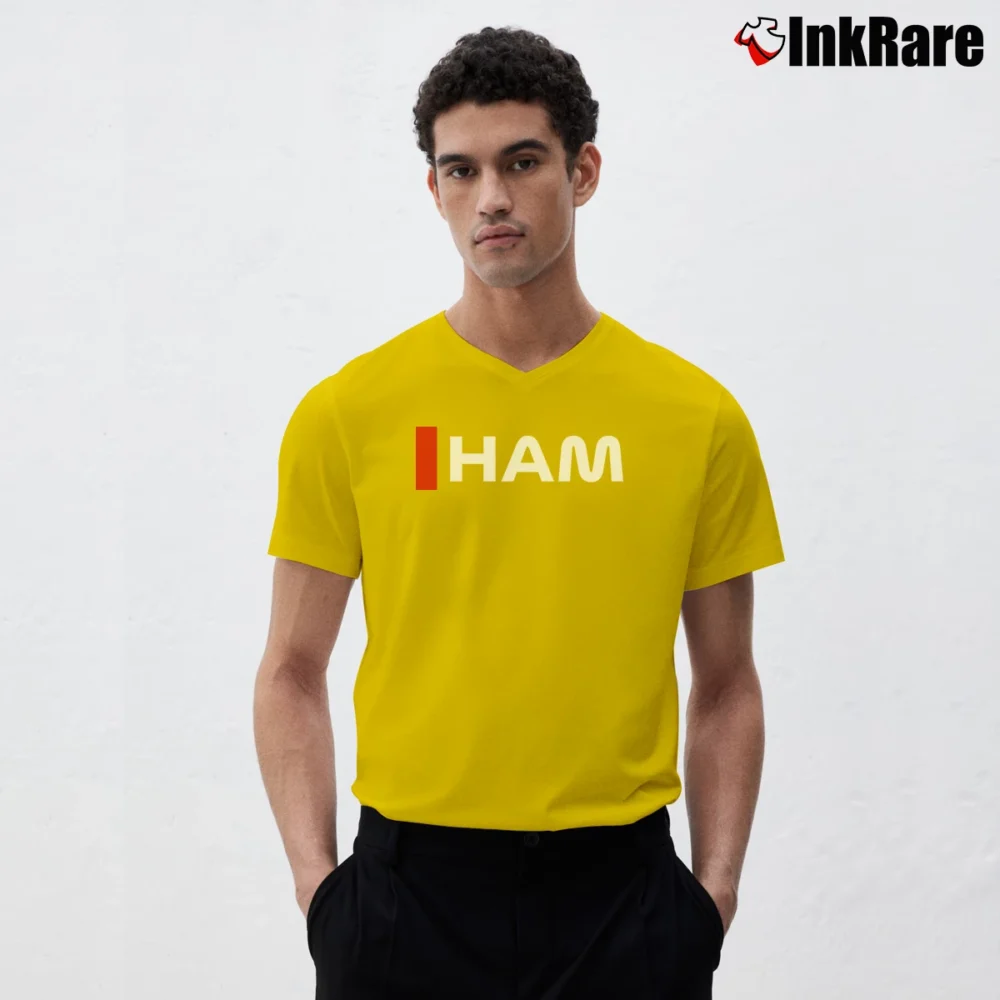 Men’s lewis hamilton ham formula one racing legend fan V-Neck Tee in yellow | Sharp, Breathable, Everyday Staple