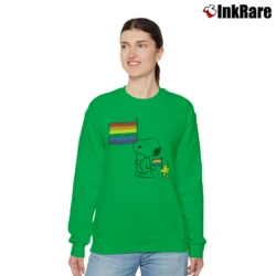 Women’s LGBT Snoopy Woodstock Gay Pride Relaxed Sweatshirt in irish green | Soft, Laid-Back Vibe