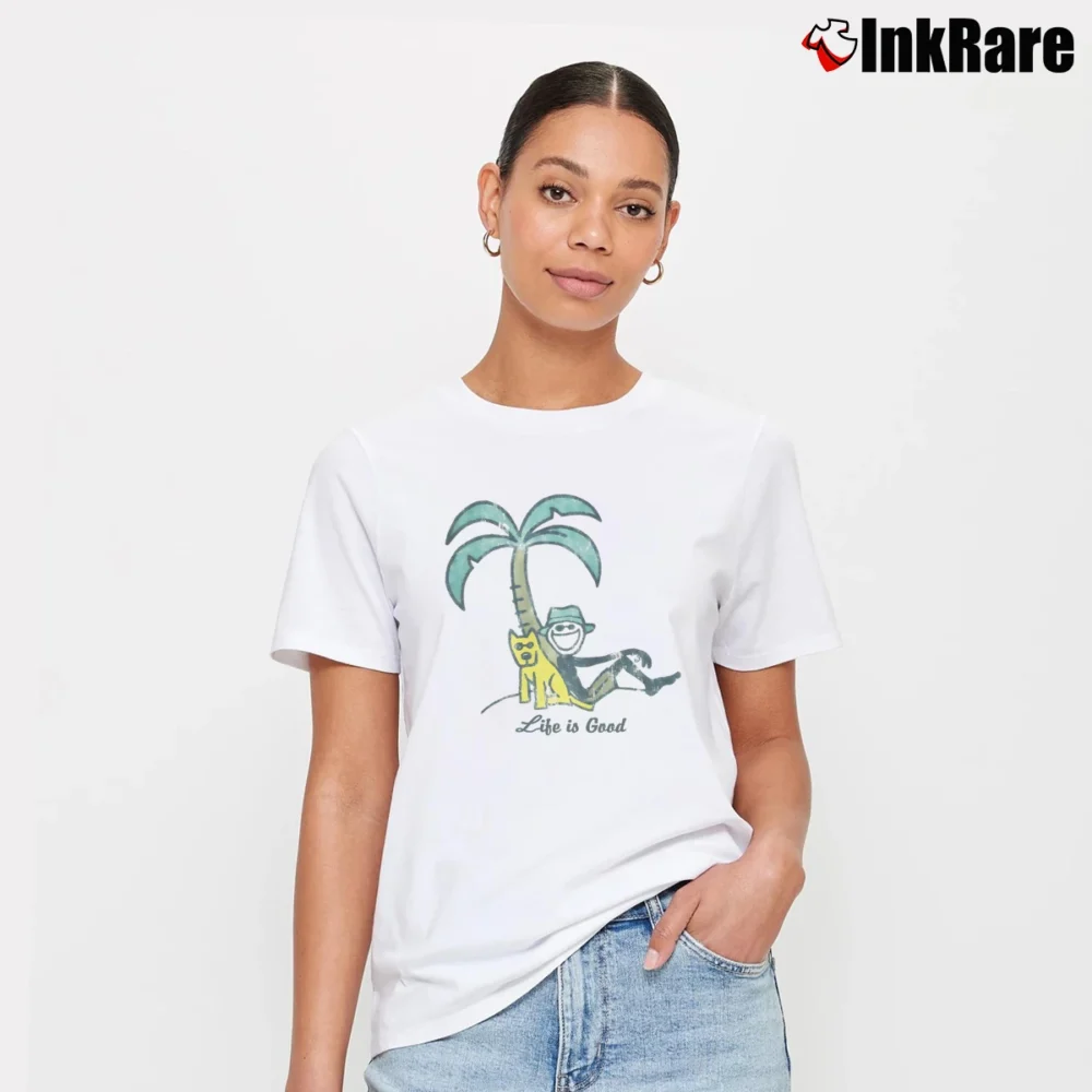 Women’s Life Is Good Palm Tree Crusher Signature T-Shirt in white | Soft, Flattering Fit