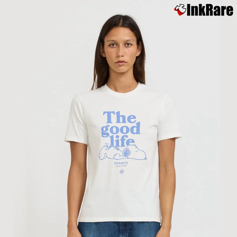 Women’s Life Is Good Snoopy T-Shirt in white | Soft, Flattering Fit