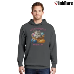 Men’s Life Is Purrfect With A Cat For Pet Lovers Pullover Hoodie in charcoal | Cozy, Durable, Modern Fit