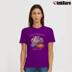 Women’s Life Is Purrfect With A Cat For Pet Lovers Signature T-Shirt in purple | Soft, Flattering Fit