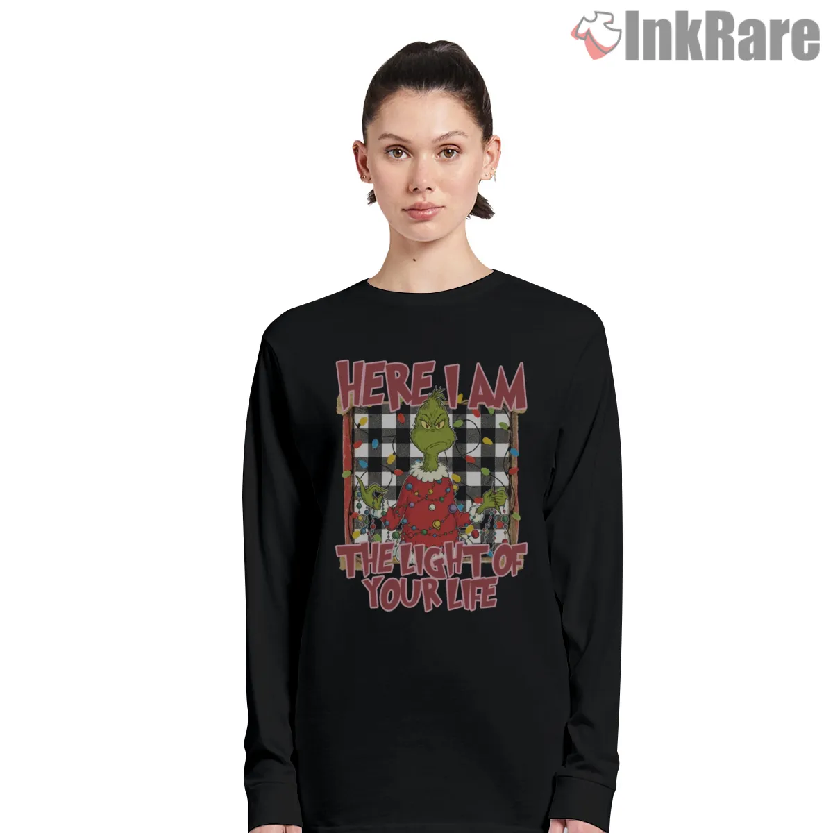 Light Of Your Life Grinchmas Fairy Lights Long Sleeve Black Light Of Your Life Grinchmas Fairy Lights Shirt on black long sleeve shirt for women graphic tee