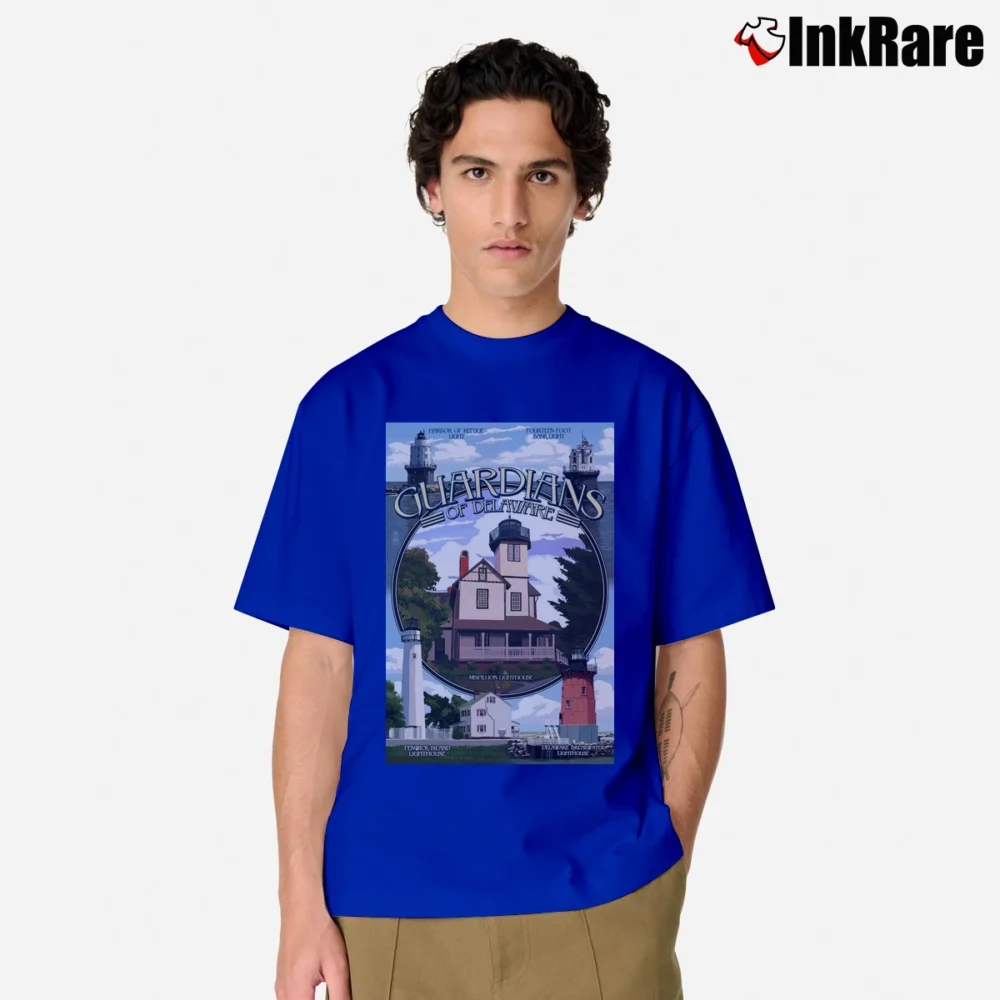 Men’s Lighthouses Of Delaware Montage Graphic Classic T-Shirt in royal blue | Soft, Breathable Everyday Wear