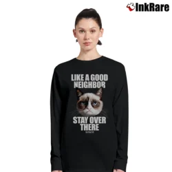 Women’s Like A Good Neighbor Stay Over There Funny Long-Sleeve Top in black | Sleek, Versatile, All-Season
