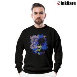 Men’s Lil Batman Get Rid Of Bomb Funny Comic Crewneck Sweatshirt in black | Cozy Fabric, Clean Style
