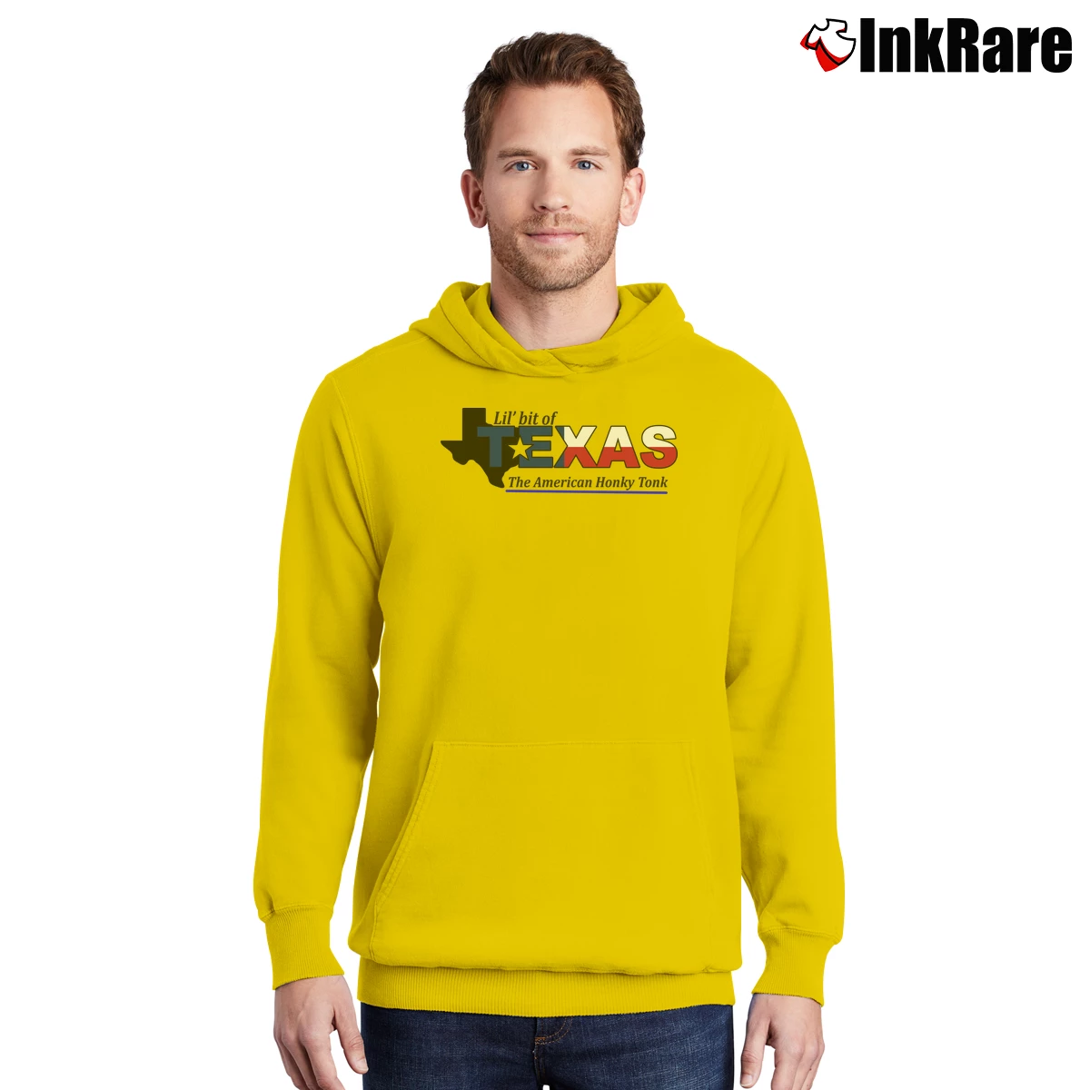 Lil Bit Of Texas The American Honky Tonk Men’s Pullover Hoodie in yellow – Ultimate Warmth Men’s Lil Bit Of Texas The American Honky Tonk Pullover Hoodie in yellow | Cozy, Durable, Modern Fit