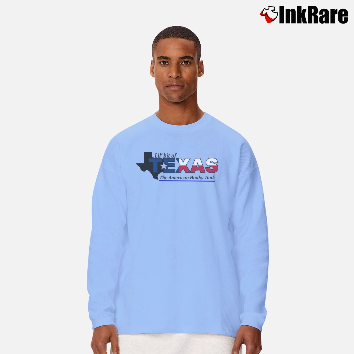 Lil Bit Of Texas The American Honky Tonk Men’s Long-Sleeve Tee in light blue – Versatile Layering Men’s Lil Bit Of Texas The American Honky Tonk Long-Sleeve Shirt in light blue | Sleek, Lightweight, Year-Round Wear