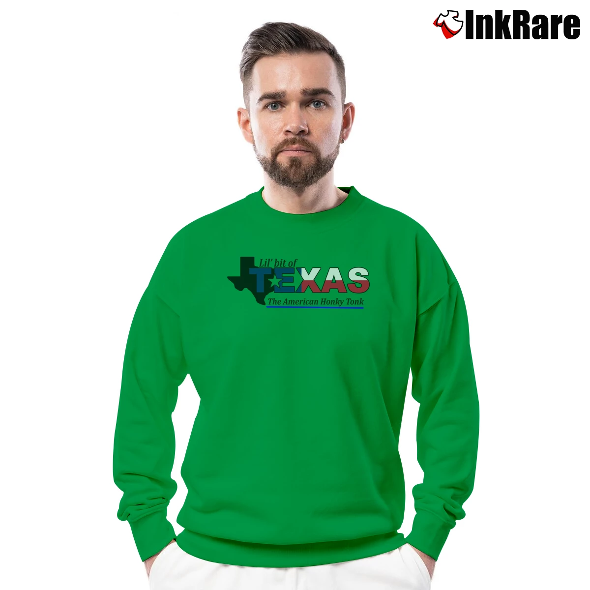 Lil Bit Of Texas The American Honky Tonk Men’s Crewneck Sweatshirt in irish green – Soft & Durable Men’s Lil Bit Of Texas The American Honky Tonk Crewneck Sweatshirt in irish green | Cozy Fabric, Clean Style