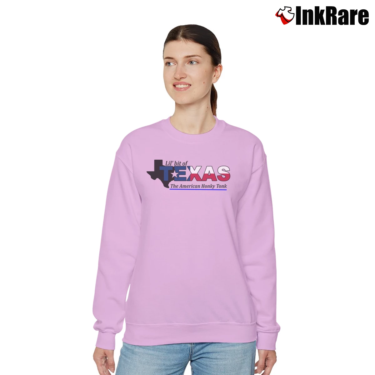 Lil Bit Of Texas The American Honky Tonk Women’s Relaxed Sweatshirt in light pink – Cozy Casual Women’s Lil Bit Of Texas The American Honky Tonk Relaxed Sweatshirt in light pink | Soft, Laid-Back Vibe