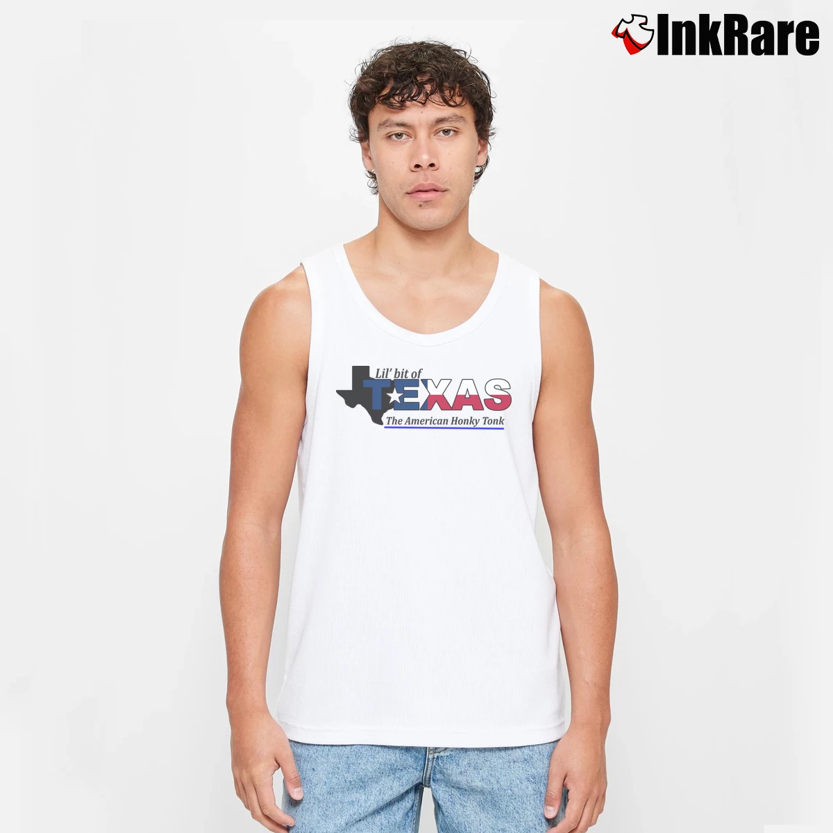 Lil Bit Of Texas The American Honky Tonk Men’s Performance Tank in white – Lightweight Comfort Men’s Lil Bit Of Texas The American Honky Tonk Tank Top in white | Breathable, Active-Friendly Design
