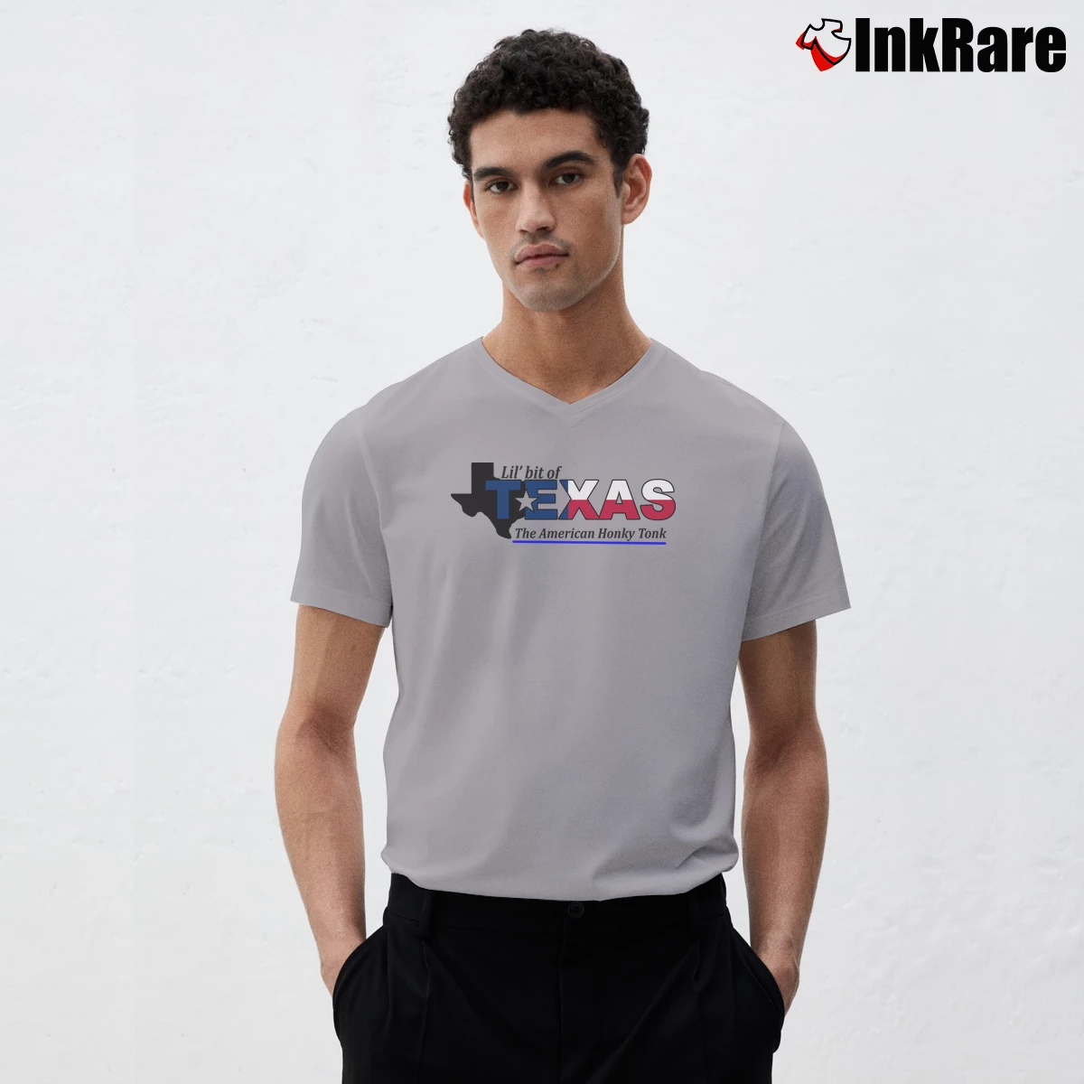 Lil Bit Of Texas The American Honky Tonk Men’s V-Neck Tee in sport grey – Modern Essential Men’s Lil Bit Of Texas The American Honky Tonk V-Neck Tee in sport grey | Sharp, Breathable, Everyday Staple