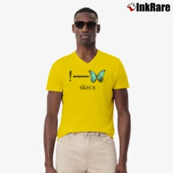 Men’s Lil Skies Butterfly Birthday Gift V-Neck Tee in yellow | Sharp, Breathable, Everyday Staple