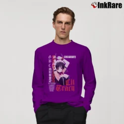 Men’s Lil Tracy Vhs Japanese Graphic Long-Sleeve Shirt in purple | Sleek, Lightweight, Year-Round Wear