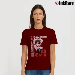 Women’s Lil Tracy Vhs Japanese Graphic Signature T-Shirt in maroon | Soft, Flattering Fit