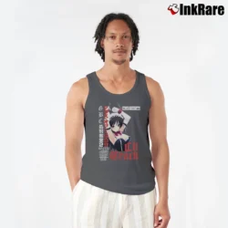 Men’s Lil Tracy Vhs Japanese Graphic Tank Top in charcoal | Breathable, Active-Friendly Design