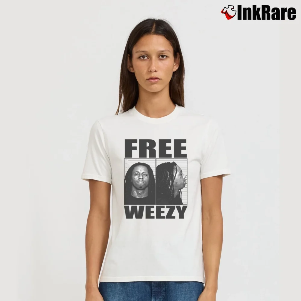Women’s Lil Vayne Mugshot Free Weezy Gift Signature T-Shirt in white | Soft, Flattering Fit