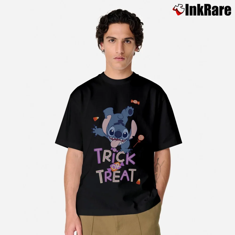 Men’s Lilo And Stitch Halloween Trick Or Treat Classic T-Shirt in black | Soft, Breathable Everyday Wear