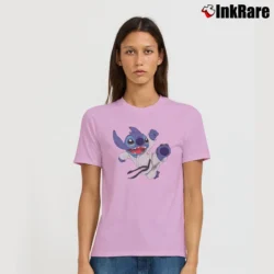 Women’s Lilo And Stitch Karate Kick Disney Signature T-Shirt in light pink | Soft, Flattering Fit