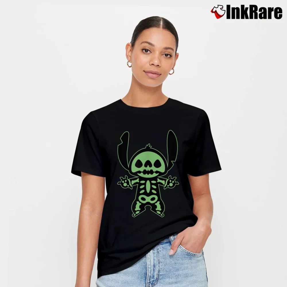 Women’s Lilo And Stitch Neon Halloween T-Shirt in black | Soft, Flattering Fit