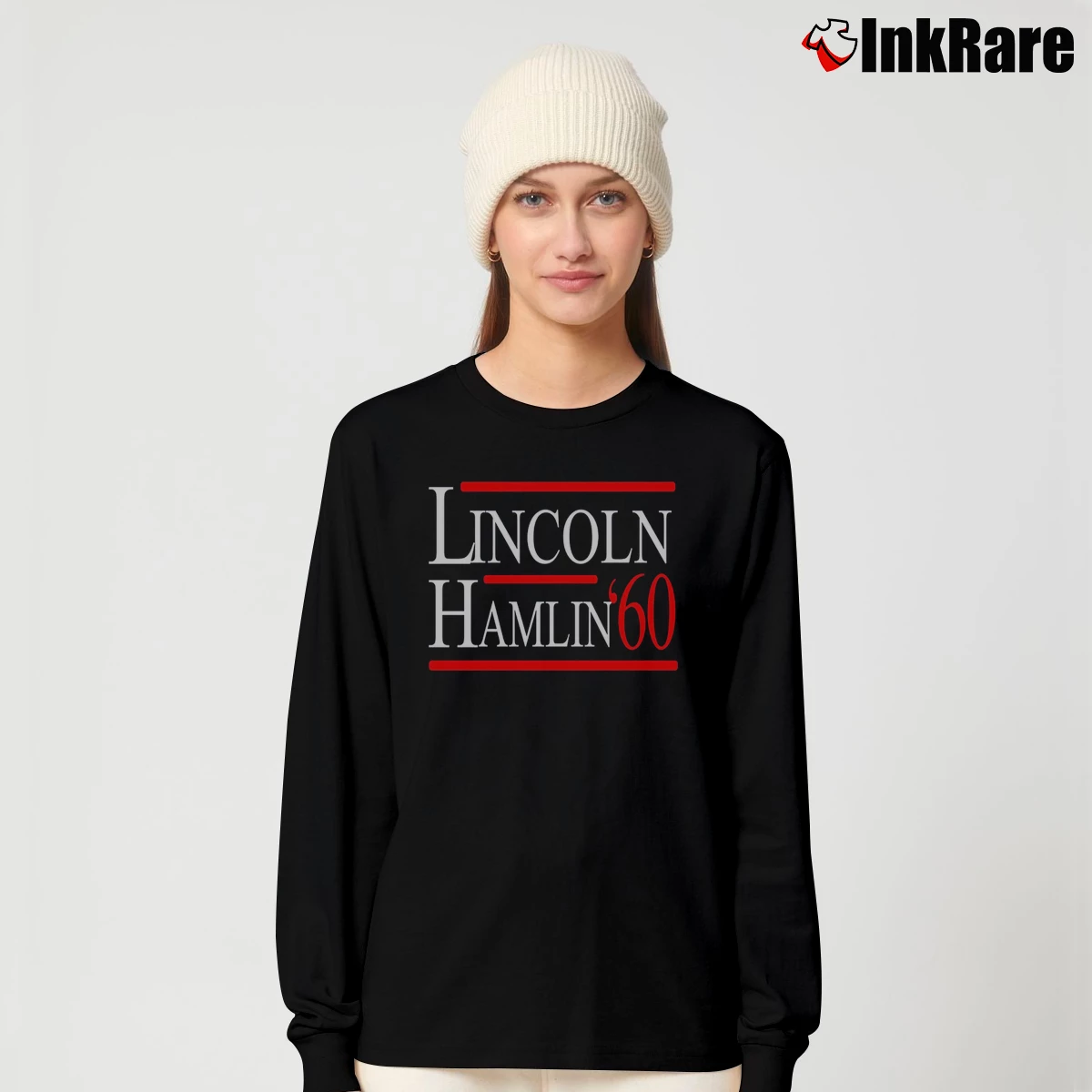 Women’s Lincoln Hamlin 60 Campaign Republican Democrat Long-Sleeve Top in black | Sleek, Versatile, All-Season
