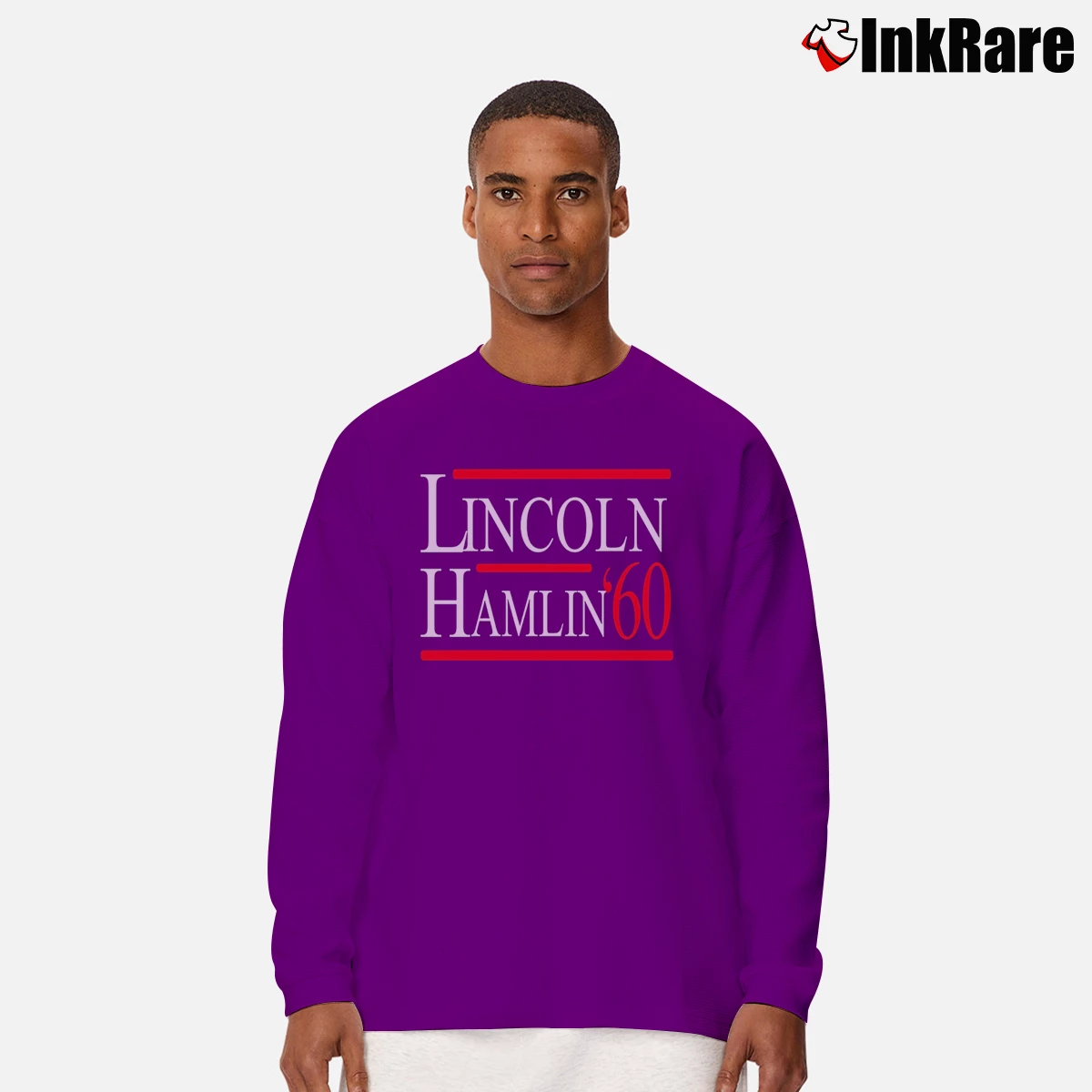 Men’s Lincoln Hamlin 60 Campaign Republican Democrat Long-Sleeve Shirt in purple | Sleek, Lightweight, Year-Round Wear