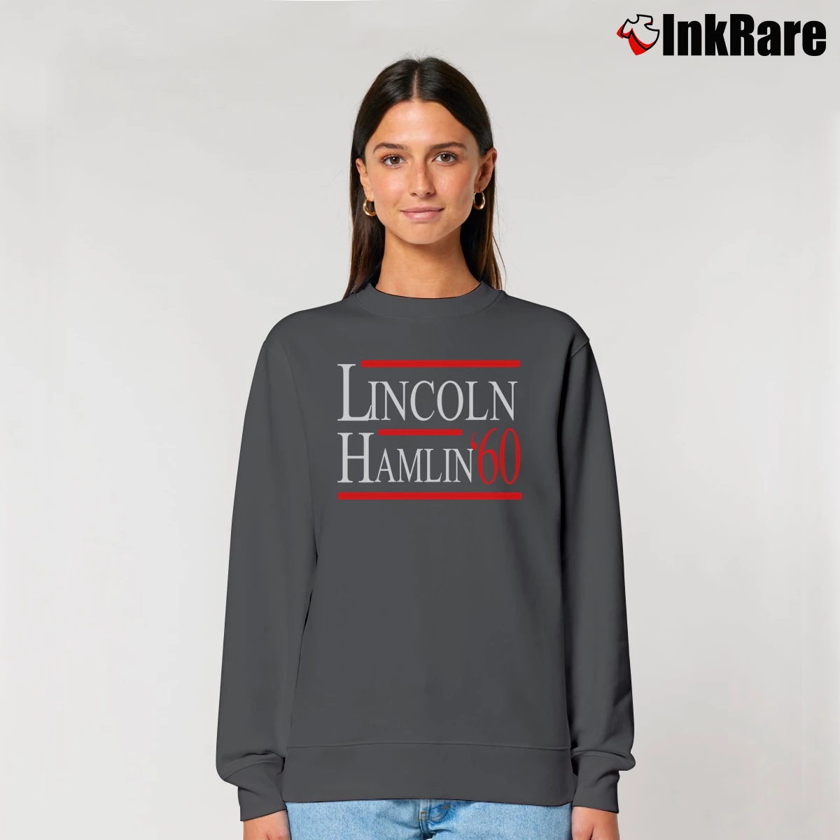 Women’s Lincoln Hamlin 60 Campaign Republican Democrat Relaxed Sweatshirt in charcoal | Soft, Laid-Back Vibe