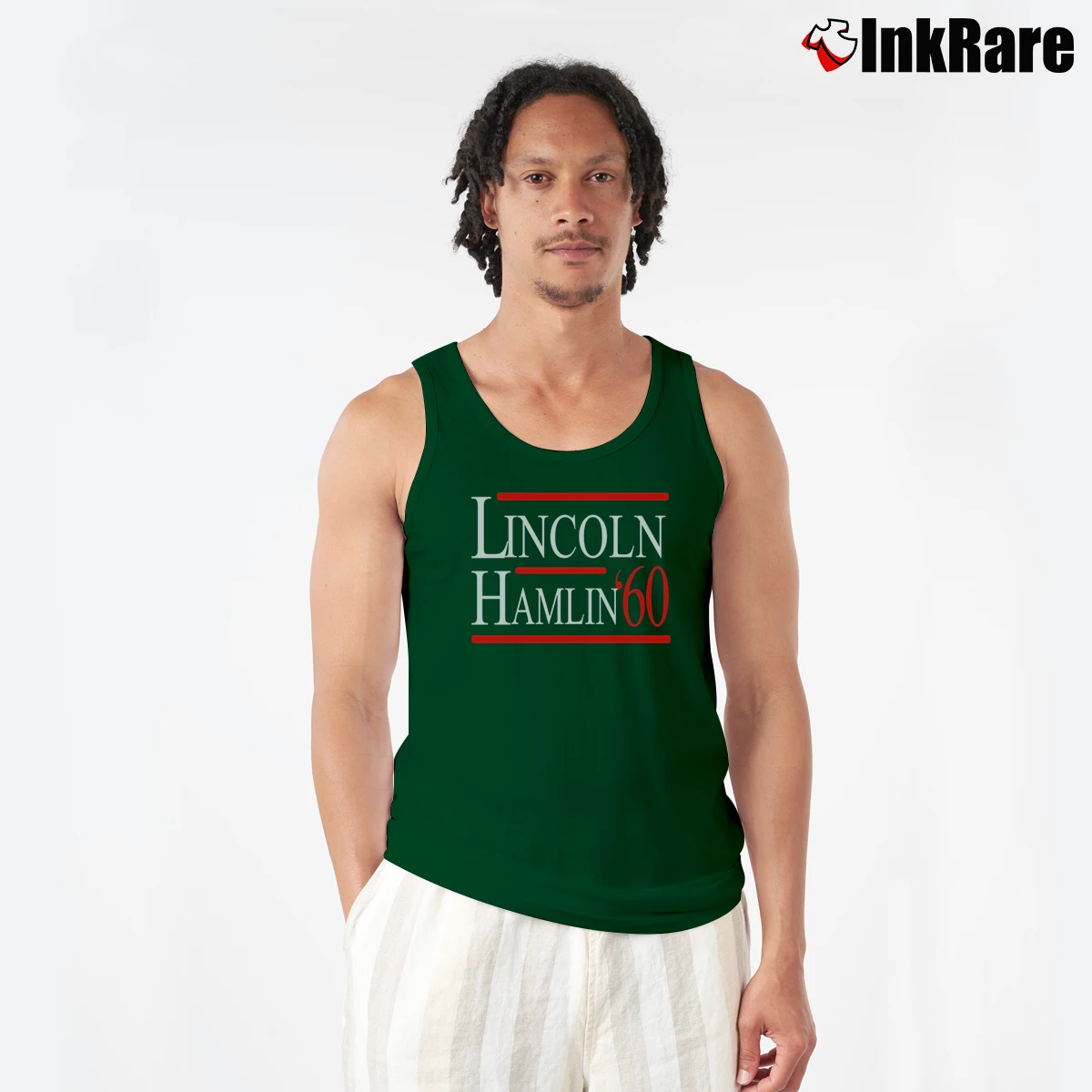 Men’s Lincoln Hamlin 60 Campaign Republican Democrat Tank Top in forest green | Breathable, Active-Friendly Design